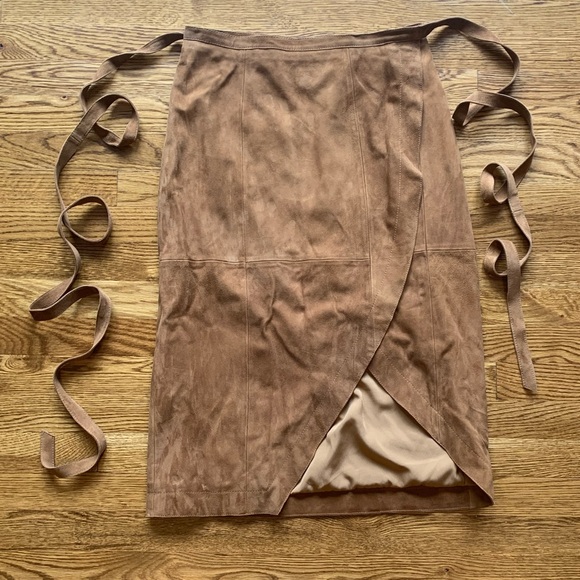 Free People Suede Wrap Midi Skirt EUC - Picture 4 of 8